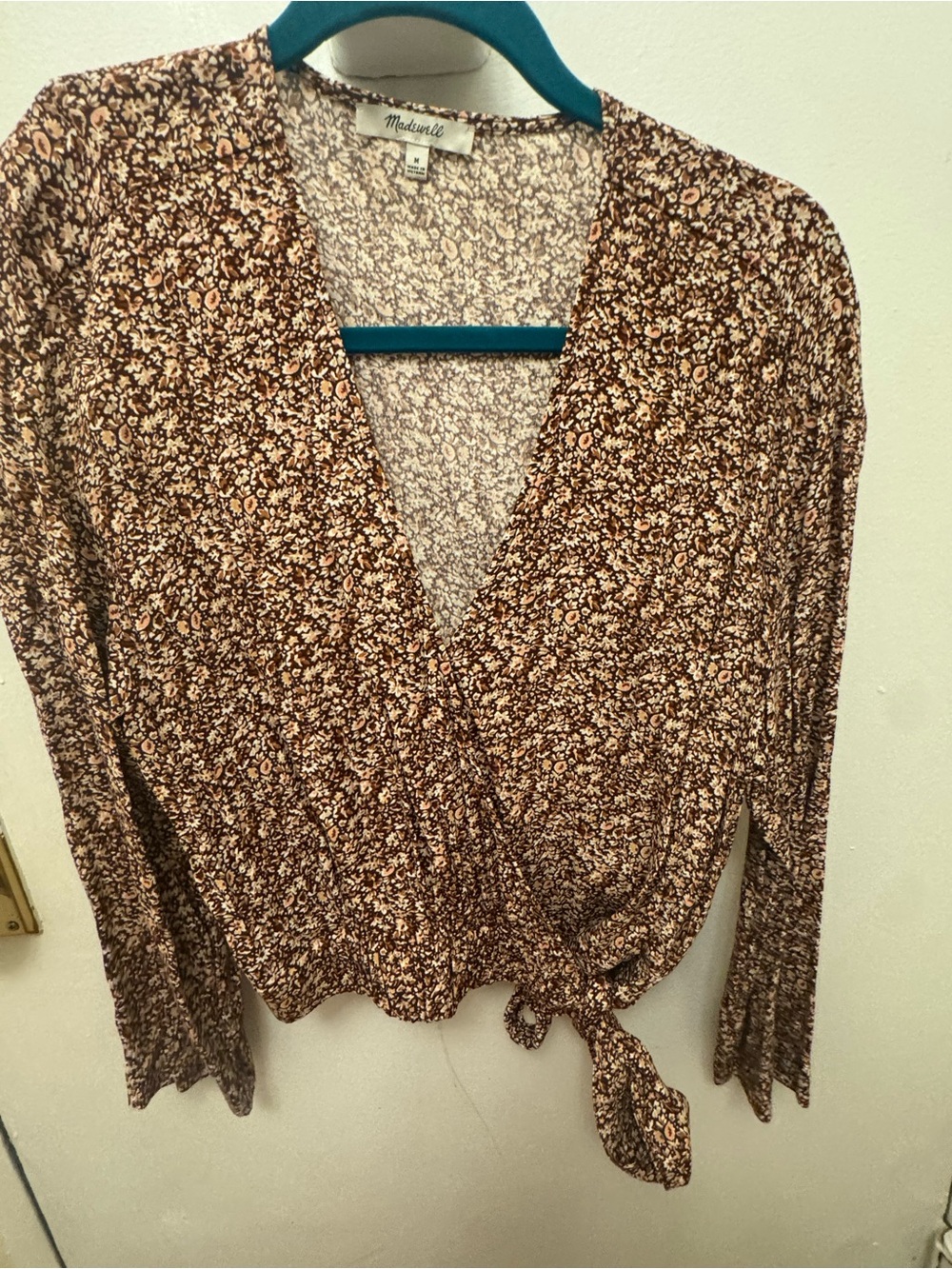 Madewell Brown Ditsy Floral Wrap Blouse - Picture 4 of 6